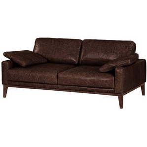 2-Sitzer Sofa Braun Echtleder Cerys 176 x 81 x 96cm Dunkelbraun Industrial