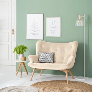 2-Sitzer Sofa Beige Samt Vaia 115 x 90 x 85cm Skandi