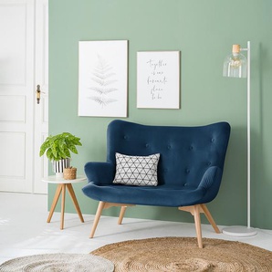 2-Sitzer Sofa Blau Samt Vaia 115 x 90 x 85cm Skandi
