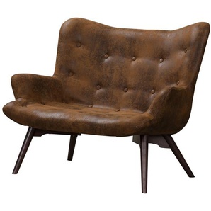 2-Sitzer Sofa Braun Microfaser Goda 115 x 90 x 85cm Skandi