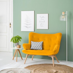 2-Sitzer Sofa Gelb Samt Vaia 115 x 90 x 85cm Skandi