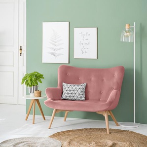 2-Sitzer Sofa Pink Samt Vaia 115 x 90 x 85cm Skandi
