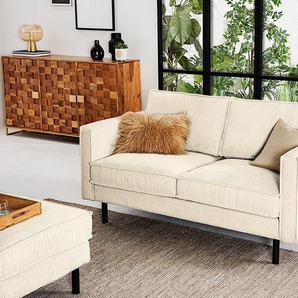 2-Sitzer Sofa Beige Cordstoff Poppy 164 x 81 x 96cm ohne Schlaffunktion Boho