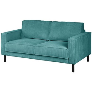 2-Sitzer Sofa Blau Cordstoff Poppy 164 x 86 x 106cm mit Schlaffunktion