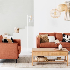 2-Sitzer Sofa Rot Webstoff Maila 164 x 81 x 96cm ohne Schlaffunktion Retro