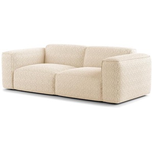 2-Sitzer Sofa Beige Teddy-Bouclé Stoff Bony 220 x 71 x 102cm Modern
