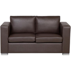 Sofa Braun Spaltleder 2-Sitzer Minimalistisch Wohnzimmer