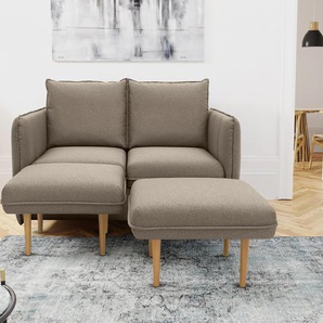 DOMO collection 2-Sitzer-Sofa »Ronda« mit Hockern - naturfarben -