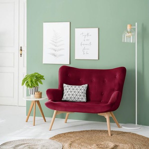 2-Sitzer Sofa Rot Samt Vaia 115 x 90 x 85cm Skandi