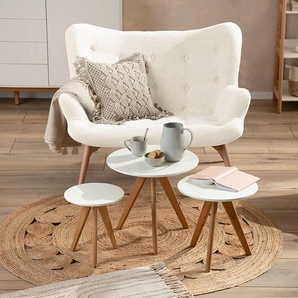 2-Sitzer Sofa Weiß Bouclé Stoff Nola 115 x 90 x 85cm Hellbraun Skandi