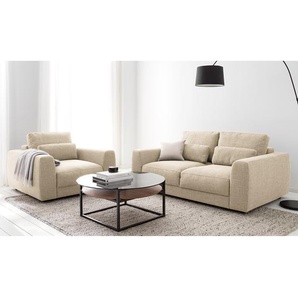 2-Sitzer Sofa Beige Webstoff Amila 180 x 80 x 117cm Modern