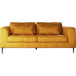 2-Sitzer TRENDMANUFAKTUR Luzi Sofas Gr. B/H/T: 189 cm x 80 cm x 99 cm, Velourstoff fein, orange (golden orange) 2-Sitzer Sofas wahlweise mit Schlaffunktion und Bettkasten, inklusive Nierenkissen