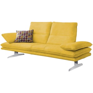 2-Sitzer W.SCHILLIG broadway Sofas Gr. B/H/T: 216 cm x 94 cm x 96 cm, Longlife Xtra-Leder Z69, Longchair links, mit Sitztiefenverstellung-mit Kopfteilverstellung-mit Seitenteilverstellung, gelb (lemon z69) 2-Sitzer Sofas