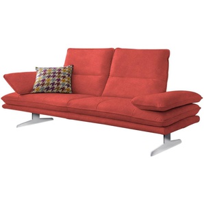 2-Sitzer W.SCHILLIG broadway Sofas Gr. B/H/T: 216 cm x 94 cm x 96 cm, Longlife Xtra-Leder Z69, Longchair links, mit Sitztiefenverstellung-mit Kopfteilverstellung-mit Seitenteilverstellung, orange (red z69) 2-Sitzer Sofas