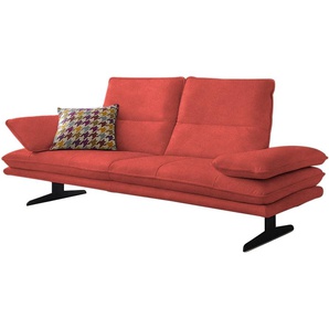 2-Sitzer W.SCHILLIG broadway Sofas Gr. B/H/T: 216 cm x 94 cm x 96 cm, Longlife Xtra-Leder Z69, Longchair links, mit Sitztiefenverstellung-ohne Kopfteilverstellung-mit Seitenteilverstellung, orange (red z69) 2-Sitzer Sofas