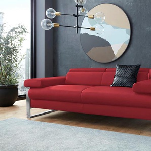 2-Sitzer W.SCHILLIG finn Sofas Gr. B/H/T: 210 cm x 71 cm x 106 cm, Longlife Xtra-Leder Z59, ohne Kopfteilverstellung-ohne Sitztiefenverstellung, rot (ruby red z59) 2-Sitzer Sofas