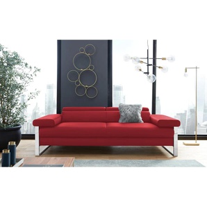 2-Sitzer W.SCHILLIG finn Sofas Gr. B/H/T: 230 cm x 71 cm x 106 cm, Longlife Xtra-Leder Z59, ohne Kopfteilverstellung-ohne Sitztiefenverstellung, rot (ruby red z59) 2-Sitzer Sofas