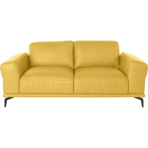 2-Sitzer W.SCHILLIG montanaa Sofas Gr. B/H/T: 192 cm x 78 cm x 94 cm, Longlife Xtra-Leder Z69, gelb (lemon z69) 2-Sitzer Sofas mit Metallfüßen in Schwarz pulverbeschichtet, Breite 192 cm