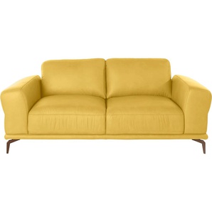2-Sitzer W.SCHILLIG montanaa Sofas Gr. B/H/T: 192 cm x 78 cm x 94 cm, Longlife Xtra-Leder Z69, gelb (lemon z69) 2-Sitzer Sofas mit Metallfüßen in Bronze pulverbeschichtet, Breite 192 cm
