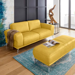 2-Sitzer W.SCHILLIG montanaa Sofas Gr. B/H/T: 192 cm x 78 cm x 94 cm, Longlife Xtra-Leder Z69, gelb (lemon z69) 2-Sitzer Sofas mit Metallfüßen in Chrom glänzend, Breite 192 cm