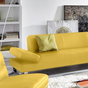 2-Sitzer W.SCHILLIG taboo Sofas Gr. B/H/T: 202 cm x 76 cm x 101 cm, Longlife Xtra-Leder Z69, mit Armlehnenverstellung, gelb (lemon z69) 2-Sitzer Sofas mit Übertiefe, inklusive Armlehnenverstellung
