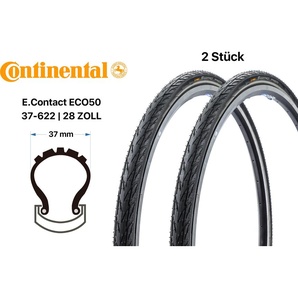 2 Stück 28 Zoll Fahrrad Reifen SET Continental E Contact 37-622 ECO 50 Reflexstreifen