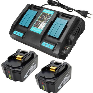 2 Stück 5,0Ah BL1850B Akku mit DC18RD Ladegerät Kompatibel mit Makita 18V Akku BL1850 BL1860 BL1860B BL1840B BL1830 BL1815 LXT400 18 Volt