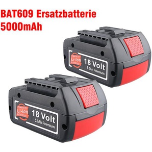 Pdstation - 2 Stück für Bosch Ersatzakku 18 Volt 5.0 Ah gba 18V Professional BAT609 BAT610G BAT618G BAT619 BAT621 BAT620