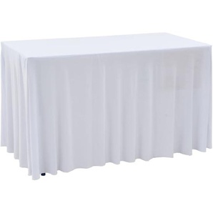 2 Stück Stretch-Tischdecken mit Rand Weiß 120 x 60,5 x 74 cm