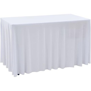 2 Stück Stretch-Tischdecken mit Rand Weiß 183 x 76 x 74 cm
