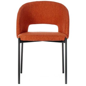 2 Stühle in Orange & Anthrazit Strukturstoff und Metall (2er Set)