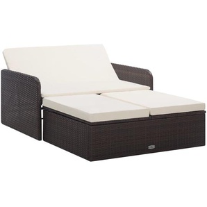 2-tlg. Garten-Lounge-Set mit Auflagen Poly Rattan Braun