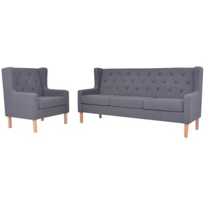 2-tlg. Sofa-Set Stoff Grau