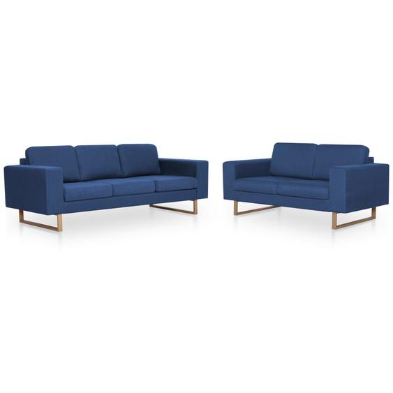 2-tlg. Sofagarnitur Stoff Blau