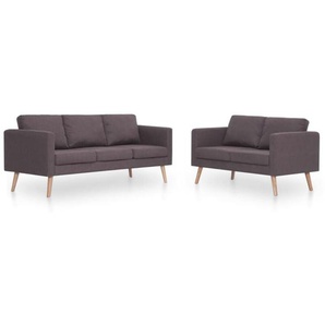 2-tlg. Sofagarnitur Stoff Taupe Vidaxl