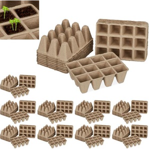 2040 x Anzuchttöpfe, biologisch abbaubar, Aufzuchttöpfe für Pflanzen, eckig, Pflanztöpfe, Zellulose, H: 5cm, beige