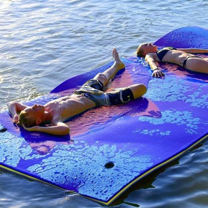 270x180cm Wasserhaengematte, Wasserliege 300kg Tragkraft, Schwimmmatte Schwimmfloss, Schwimmender Teppich, Schwimmende Wasser Bett Schwimminsel Blau