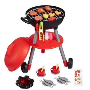 28-teiliges Grill-Spielset, Kinderspielzeug-Küchenspielset mit Ton und Licht, Spielset für kleine Köche, interaktives Grillspiel, Spielset zum Kochen von Lebensmitteln, Grillspielzeuggrill für Kleinkinder, Jungen und Mädchen im Alter von 3–5 Jahren,