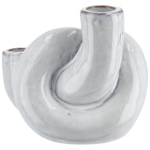 2er Kerzenhalter - weiß - Steingut - 12,2 cm - 10,5 cm - 10,3 cm | Möbel Kraft