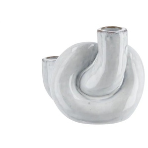 2er Kerzenhalter - weiß - Steingut - 12,2 cm - 10,5 cm - cm 10,3 | Möbel Kraft