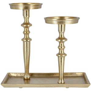 2er Kerzenständer - gold - Aluminium - 29,5 cm - 28 cm - 16 cm | Möbel Kraft