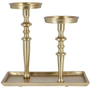 2er Kerzenständer - gold - Aluminium - 29,5 cm - 28 cm - cm 16,0 | Möbel Kraft