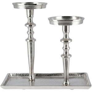2er Kerzenständer - silber - Aluminium - 29,5 cm - 28 cm - 16 cm | Möbel Kraft