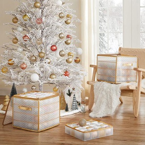 2er-Set Aufbewahrungsboxen für Weihnachtskugeln 34,5 x 34,5 x 34 cm Weiß