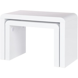 2er-Set Beistelltische - weiß - Materialmix - 30 cm - 42 cm | Möbel Kraft