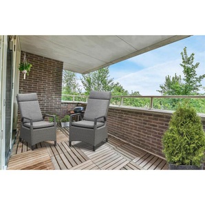 2er Set Canberra Relax Gartensessel - Aluminium / Polyrattan, verstellbare Rückenlehne, Hochlehner, wetterfest, Gartenstühle Bellavista Home&Garden