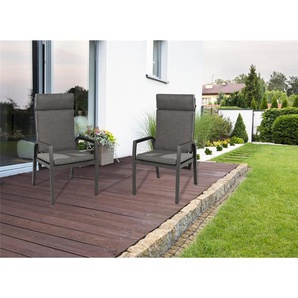 2er Set Denver Gartensessel - Aluminium, verstellbare Rückenlehne, Hochlehner, wetterfest, Gartenstühle