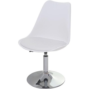2er-Set Drehstuhl Vaasa T501, Stuhl Küchenstuhl, höhenverstellbar, Kunstleder weiß