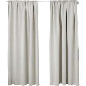2er Set Gardine blickdicht 250 g/m² mit Kräuselband creme 135x245 cm - Woltu