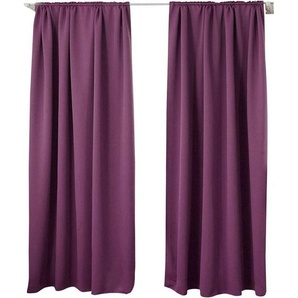 2er Set Gardine blickdicht 250 g/m² mit Kräuselband violette 135x245 cm - Woltu